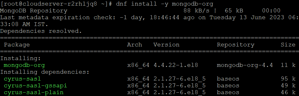 آموزش نصب MongoDB در AlmaLinux 8